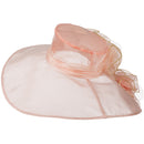 3 Flowers Organza Hat with Ruffles Trimming