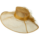 3 Flowers Organza Hat with Ruffles Trimming