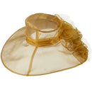 3 Flowers Organza Hat with Ruffles Trimming