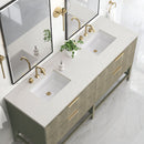 James Martin Emmeline 72" Double Bathroom Vanity, Pebble Oak