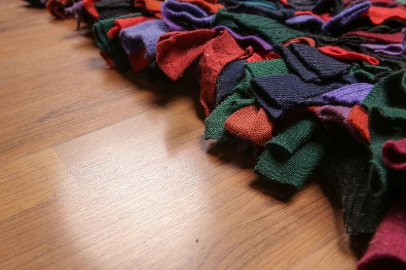 6x9 Black Burgundy Handmade 100% Wool Boho Modern Oriental Area Rug