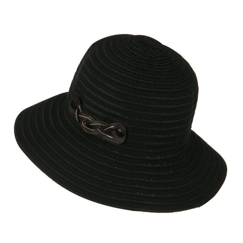 Woman's Roll Up Bucket Hat with Leatherette Snap Band