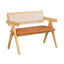 Rubber Wood Dining Bench with Armrest Sherpa Upholstered Backrest and Soft-padded Seat-Natural by LJGDeals