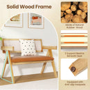 Rubber Wood Dining Bench with Armrest Sherpa Upholstered Backrest and Soft-padded Seat-Natural by LJGDeals