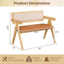 Rubber Wood Dining Bench with Armrest Sherpa Upholstered Backrest and Soft-padded Seat-Natural by LJGDeals