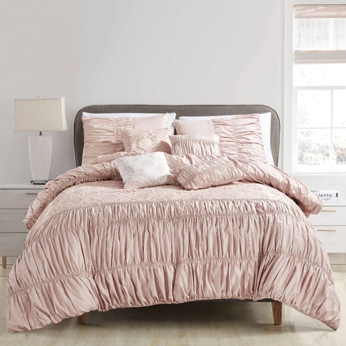 Ruffle Pink Pleated Comforter