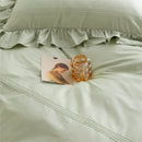 GobekUsa Light Green Flounce 600TC Egyptian Cotton Bedding Set - Queen/King Size