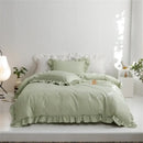 GobekUsa Light Green Flounce 600TC Egyptian Cotton Bedding Set - Queen/King Size