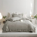 GobekUsa Light Green Flounce 600TC Egyptian Cotton Bedding Set - Queen/King Size