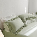 GobekUsa Light Green Flounce 600TC Egyptian Cotton Bedding Set - Queen/King Size