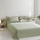 GobekUsa Light Green Flounce 600TC Egyptian Cotton Bedding Set - Queen/King Size