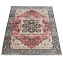 Rug, Short-Pile For Living Rooms, With Oriental Design And Border In Pink, Colourful