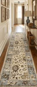 Runner 2.7x12 Oushak Beige And Blue Hand Knotted Wool Rug by The Rug Decor