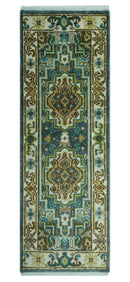 Runner Blue And Brown Traditional Heriz Hand Knotted Made to Order Wool Rug by The Rug Decor