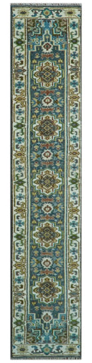 Runner Blue And Brown Traditional Heriz Hand Knotted Made to Order Wool Rug by The Rug Decor