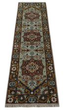 Runner Brown And Gray Heriz Hand Knotted Made to Order Wool Rug by The Rug Decor