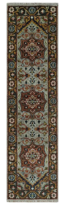 Runner Brown And Gray Heriz Hand Knotted Made to Order Wool Rug by The Rug Decor