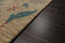 5x8 Beige Handmade Wool Loop Pile Floral Traditional Oriental Area Rug
