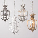 GobekUsa Grey/Gold Metal Cage Chandelier: Russian-Inspired, 3-Light Lustre for Nursery, Kitchen, Dining