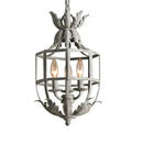 GobekUsa Grey/Gold Metal Cage Chandelier: Russian-Inspired, 3-Light Lustre for Nursery, Kitchen, Dining