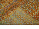 Rust and Beige 5.6x8.6 Contemporary Southwestern Tribal Trellis Recycled silk Rug