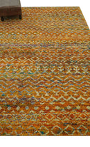 Rust and Beige 5.6x8.6 Contemporary Southwestern Tribal Trellis Recycled silk Rug