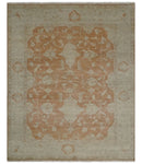 Rust and Beige Hand knotted Oriental Oushak 8x10 wool Area Rug