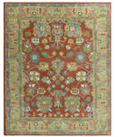 Custom Made Rust And Beige Traditional Oushak Design Hand Tufted 8x10 Wool Rug