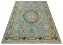 Rust and Blue Mamluk Rug 8x10, 9x12, 10x14 Hand Knotted Antique Style by The Rug Decor