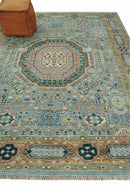Rust and Blue Mamluk Rug 8x10, 9x12, 10x14 Hand Knotted Antique Style by The Rug Decor