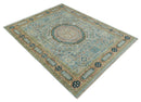 Rust and Blue Mamluk Rug 8x10, 9x12, 10x14 Hand Knotted Antique Style by The Rug Decor