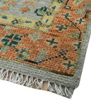 Rust And Silver Tree of life Hand Knotted 4x4 Square Wool Rug