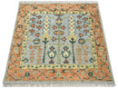 Rust And Silver Tree of life Hand Knotted 4x4 Square Wool Rug