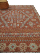 Rust Beige and Blue Hand Knotted Wool Traditional Oriental Area Rug Multi Size Pattern