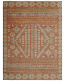 Rust, Beige and Blue Hand knotted Traditional Multi Size Oriental wool Area Rug