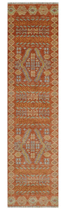 Rust, Beige and Blue Hand knotted Traditional Multi Size Oriental wool Area Rug