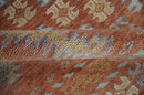 Rust Beige and Blue Hand Knotted Wool Traditional Oriental Area Rug Multi Size Pattern