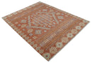 Rust, Beige and Blue Hand knotted Traditional Multi Size Oriental wool Area Rug