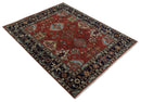 Rust, Blue and Beige Hand Knotted Antique 8x10 Traditional Wool Rug by The Rug Decor