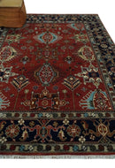 Rust, Blue and Beige Hand Knotted Antique 8x10 Traditional Wool Rug by The Rug Decor