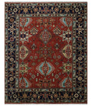 Rust, Blue and Beige Hand Knotted Antique 8x10 Traditional Wool Rug by The Rug Decor
