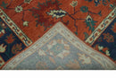 Hand Knotted Wool Oushak Area Rug - Rust Blue Beige Oriental