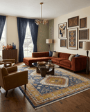Hand Knotted Wool Area Rug - Rust Gold and Gray Traditional Custom Made
