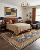 Hand Knotted Wool Area Rug - Rust Gold and Gray Traditional Custom Made