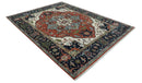 Rust, Ivory and Blue Fine Hand Knotted Traditional Heriz 9x12 wool area rug by The Rug Decor