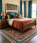 Wool Hand-Knotted Rust Ivory Brown Traditional Oriental Area Rug