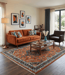 Wool Hand-Knotted Rust Ivory Brown Traditional Oriental Area Rug