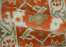 Rust, Ivory and Olive hand knotted 2x3 Oriental Oushak Wool Area Rug by The Rug Decor