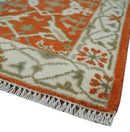 Rust, Ivory and Olive hand knotted 2x3 Oriental Oushak Wool Area Rug by The Rug Decor