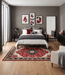 Hand Knotted Wool Area Rug Rust Ivory Black Beige Traditional